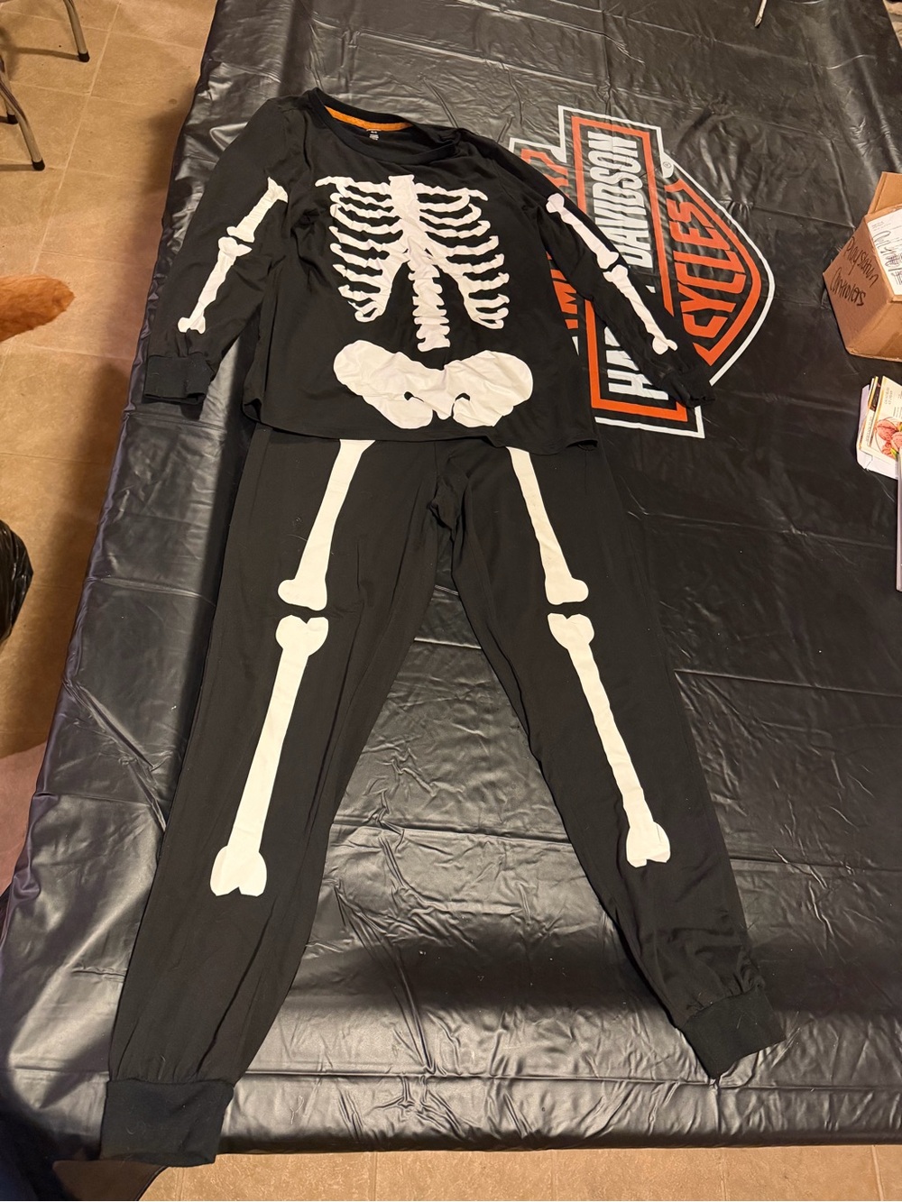Black Skeleton Pajama Set for Women - Unbranded